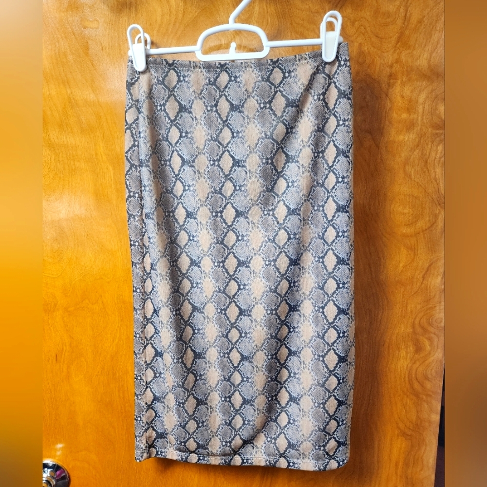 Warehouse Snake Pattern Nylon Pencil Skirt S